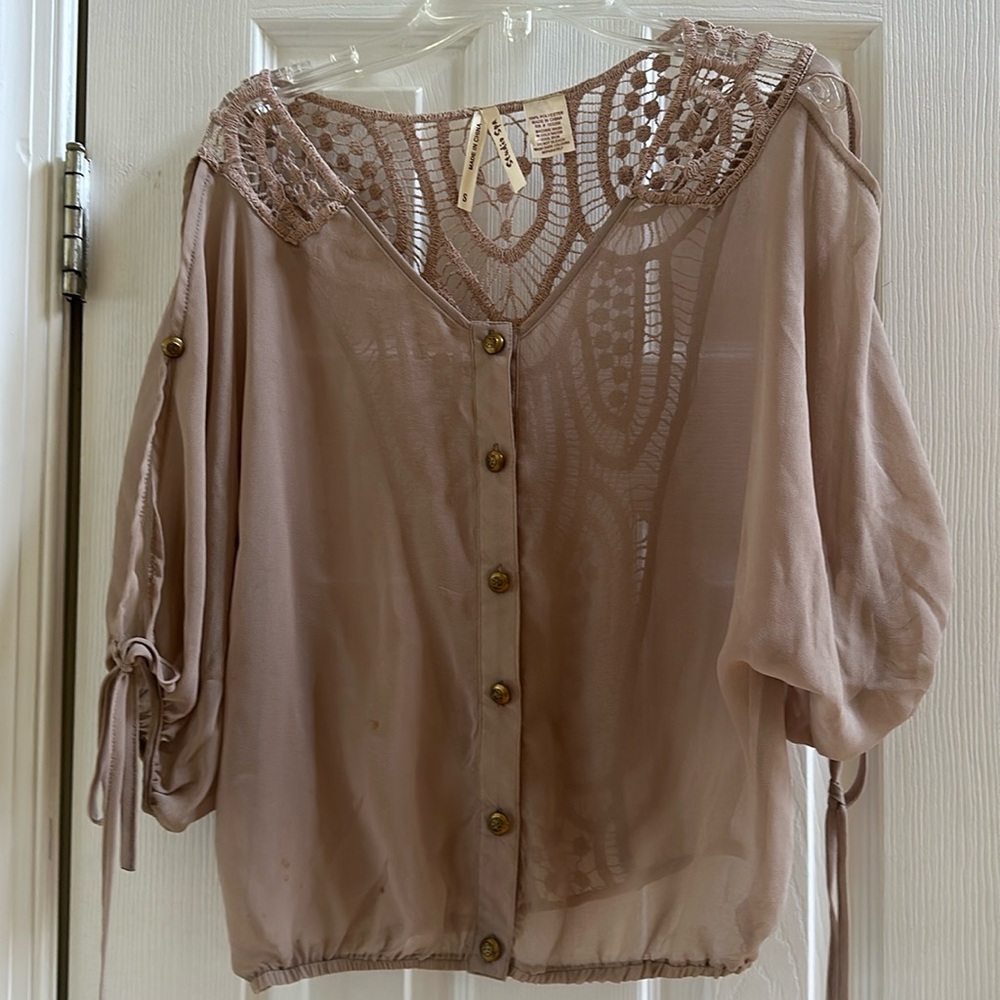 Beige blouse similar to the green and black one